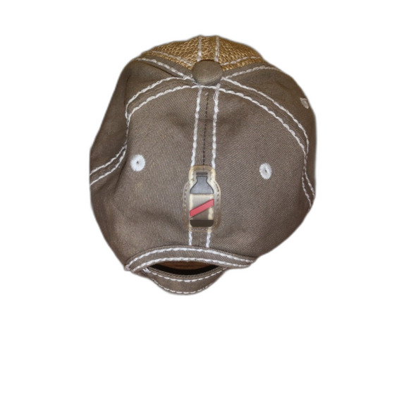 Red Stripe Woven Straw Beer Trucker Hat with detail - Picture 4 of 4